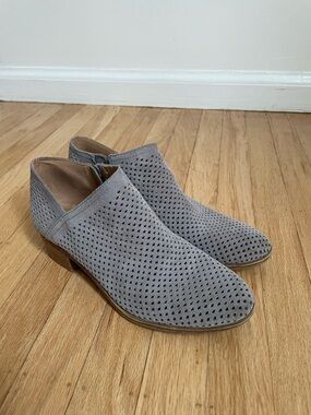 Lucky Brand Gray Perforated Suede Ankle Booties